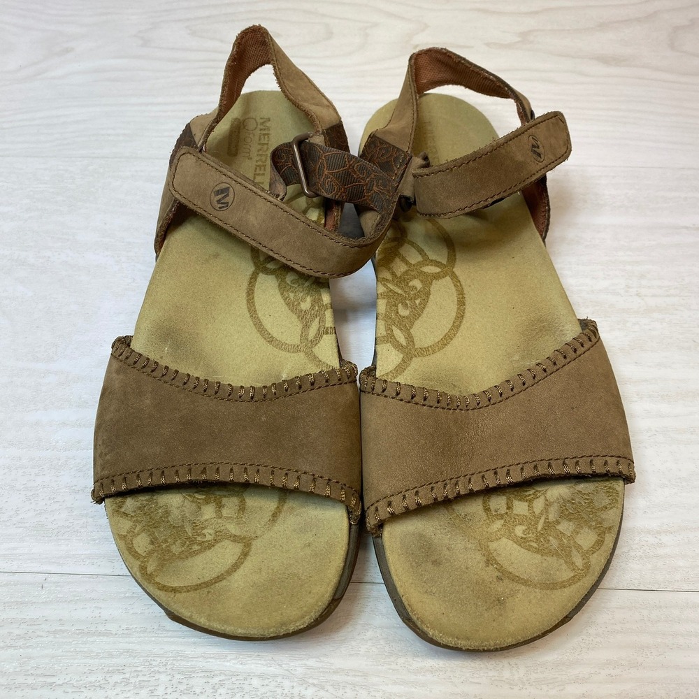 Merrell Womens 9 QForm Sandals Slingback Brown Leather Comfort Hiking J57572